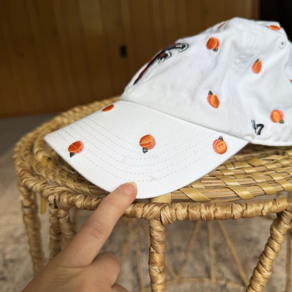 '47 Women's Atlanta Falcons Peach Logo White Confetti Clean Up Adjustable Hat - Picture 9 of 13